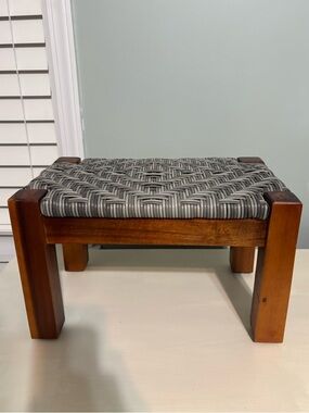 Decorative Stool Wood Frame With Woven Top